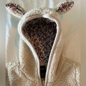 BabyGap Cream Sherpa Bunny Suit with Floral Interior